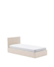 Load image into Gallery viewer, Nahiri beige chenille lift-up storage bed for a 90 x 200 cm mattress - image 2