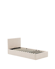 Load image into Gallery viewer, Nahiri beige chenille lift-up storage bed for a 90 x 200 cm mattress - image 5