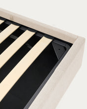 Load image into Gallery viewer, Nahiri beige chenille lift-up storage bed for a 90 x 200 cm mattress - image 12