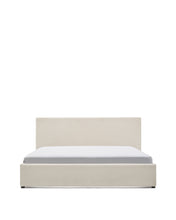 Load image into Gallery viewer, Nahiri beige chenille lift-up storage bed for a 150 x 200 cm mattress