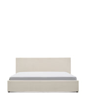 Load image into Gallery viewer, Nahiri beige chenille lift-up storage bed for a 180 x 200 cm mattress