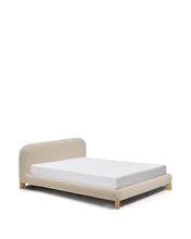 Load image into Gallery viewer, Odina ecru bouclé bed with removable cover and solid ash wood legs with natural finish for 160 x 200cm mattress - image 2