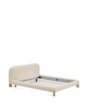 Load image into Gallery viewer, Odina ecru bouclé bed with removable cover and solid ash wood legs with natural finish for 160 x 200cm mattress - image 4