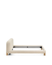 Load image into Gallery viewer, Odina ecru bouclé bed with removable cover and solid ash wood legs with natural finish for 160 x 200cm mattress - image 6