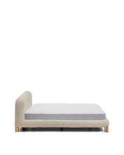 Load image into Gallery viewer, Odina ecru bouclé bed with removable cover and solid ash wood legs with natural finish for 180 x 200cm mattress - image 3