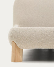 Load image into Gallery viewer, Odina ecru bouclé bed with removable cover and solid ash wood legs with natural finish for 180 x 200cm mattress - image 7