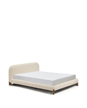 Load image into Gallery viewer, Odina ecru bouclé bed with removable cover and solid ash wood legs with walnut finish for 160 x 200cm mattress - image 2