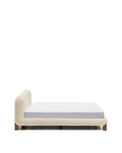 Load image into Gallery viewer, Odina ecru bouclé bed with removable cover and solid ash wood legs with walnut finish for 160 x 200cm mattress - image 3