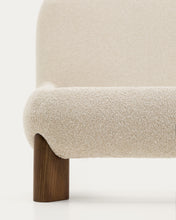 Load image into Gallery viewer, Odina ecru bouclé bed with removable cover and solid ash wood legs with walnut finish for 160 x 200cm mattress - image 7