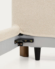 Load image into Gallery viewer, Odina ecru bouclé bed with removable cover and solid ash wood legs with walnut finish for 160 x 200cm mattress - image 12