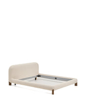 Load image into Gallery viewer, Odina ecru bouclé bed with removable cover and solid ash wood legs with walnut finish for 180 x 200cm mattress - image 4