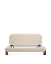 Load image into Gallery viewer, Odina ecru bouclé bed with removable cover and solid ash wood legs with walnut finish for 180 x 200cm mattress - image 5