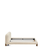 Load image into Gallery viewer, Odina ecru bouclé bed with removable cover and solid ash wood legs with walnut finish for 180 x 200cm mattress - image 6