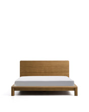 Load image into Gallery viewer, Arelida bed made of oak veneer and solid oak wood with light brown finish for 160 x 200 cm mattress FSC Mix Credit