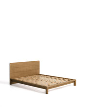 Load image into Gallery viewer, Arelida bed made of oak veneer and solid oak wood with light brown finish for 160 x 200 cm mattress FSC Mix Credit - image 2