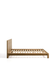 Load image into Gallery viewer, Arelida bed made of oak veneer and solid oak wood with light brown finish for 180 x 200 cm mattress FSC Mix Credit - image 3