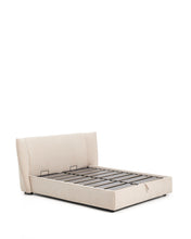 Load image into Gallery viewer, Arvian beige chenille removable-cover bed with ottoman base for a 160 x 200 cm mattress - image 4