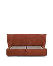 Load image into Gallery viewer, Arvian terracotta chenille removable-cover bed with ottoman base for a 180 x 200 cm mattress - image 2