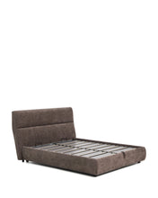 Load image into Gallery viewer, Dafra dark brown chenille removable-cover bed with ottoman base for a 160 x 200 cm mattress - image 2
