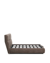 Load image into Gallery viewer, Dafra dark brown chenille removable-cover bed with ottoman base for a 160 x 200 cm mattress - image 4
