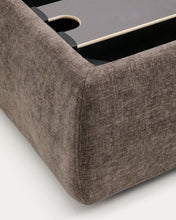 Load image into Gallery viewer, Dafra dark brown chenille removable-cover bed with ottoman base for a 160 x 200 cm mattress - image 12