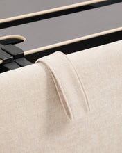 Load image into Gallery viewer, Dafra beige chenille removable-cover bed with ottoman base for 160 x 200 cm mattress - image 11
