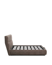 Load image into Gallery viewer, Dafra dark brown chenille removable-cover bed with ottoman base for a 180 x 200 cm mattress - image 4