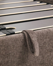 Load image into Gallery viewer, Dafra dark brown chenille removable-cover bed with ottoman base for a 180 x 200 cm mattress - image 10