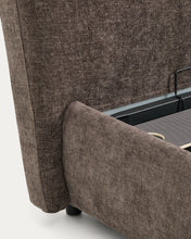 Load image into Gallery viewer, Dafra dark brown chenille removable-cover bed with ottoman base for a 180 x 200 cm mattress - image 14