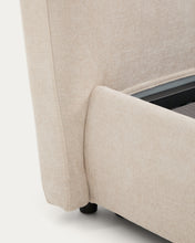 Load image into Gallery viewer, Dafra beige chenille removable-cover bed with ottoman base for 180 x 200 cm mattress - image 15