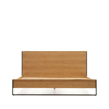 Load image into Gallery viewer, Taiana oak wood veneer bed with steel legs in a black finish, 160 x 200 cm