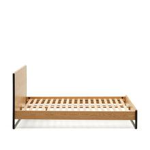 Load image into Gallery viewer, Taiana oak wood veneer bed with steel legs in a black finish, 160 x 200 cm - image 3