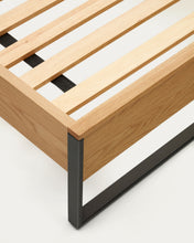 Load image into Gallery viewer, Taiana oak wood veneer bed with steel legs in a black finish, 160 x 200 cm - image 9