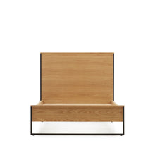 Load image into Gallery viewer, Taiana oak wood veneer bed with steel legs in a black finish, 90 x 190 cm