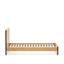 Load image into Gallery viewer, Taiana oak wood veneer bed with steel legs in a black finish, 90 x 190 cm - image 3