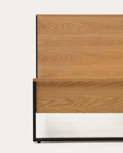 Load image into Gallery viewer, Taiana oak wood veneer bed with steel legs in a black finish, 90 x 190 cm - image 6