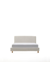 Load image into Gallery viewer, Pearl chenille Valma bed with removable cover and solid beech wood legs for a 90 x 200 cm mattress