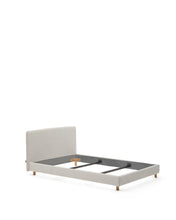 Load image into Gallery viewer, Pearl chenille Valma bed with removable cover and solid beech wood legs for a 90 x 200 cm mattress - image 2
