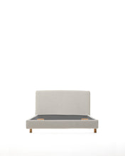 Load image into Gallery viewer, Pearl chenille Valma bed with removable cover and solid beech wood legs for a 90 x 200 cm mattress - image 4