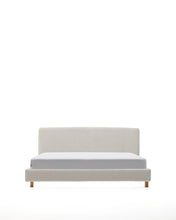 Load image into Gallery viewer, Pearl chenille Valma bed with removable cover and solid beech wood legs for a 160 x 200 cm mattress