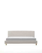 Load image into Gallery viewer, Pearl chenille Valma bed with removable cover and solid beech wood legs for a 180 x 200 cm mattress