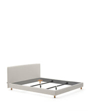 Load image into Gallery viewer, Pearl chenille Valma bed with removable cover and solid beech wood legs for a 180 x 200 cm mattress - image 2