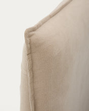 Load image into Gallery viewer, Taupe linen and cotton Jaira headboard cover for a bed up to 90 cm - image 3