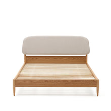 Load image into Gallery viewer, Octavia bed in ash plywood and white upholstered headboard FSC Mix Credit 160 x 200 cm - image 2