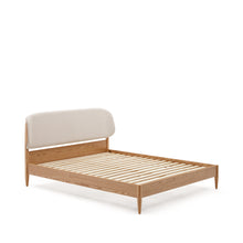 Load image into Gallery viewer, Octavia bed in ash plywood and white upholstered headboard FSC Mix Credit 180 x 200 cm - image 3
