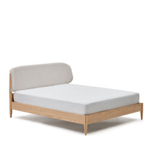 Load image into Gallery viewer, Octavia bed in ash plywood and white upholstered headboard FSC Mix Credit 180 x 200 cm - image 8