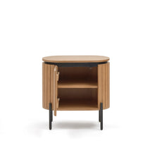 Load image into Gallery viewer, Licia mango wood bedside table with 1 door, with a natural finish and metal, 55 x 55 cm - image 5