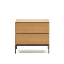 Load image into Gallery viewer, Vedrana beside table, 2 oak veneer drawers, and black steel legs, 60 x 55 cm - image 2