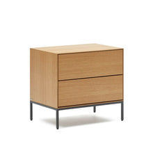 Load image into Gallery viewer, Vedrana beside table, 2 oak veneer drawers, and black steel legs, 60 x 55 cm - image 3