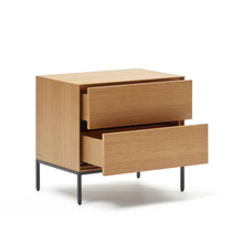 Load image into Gallery viewer, Vedrana beside table, 2 oak veneer drawers, and black steel legs, 60 x 55 cm - image 5